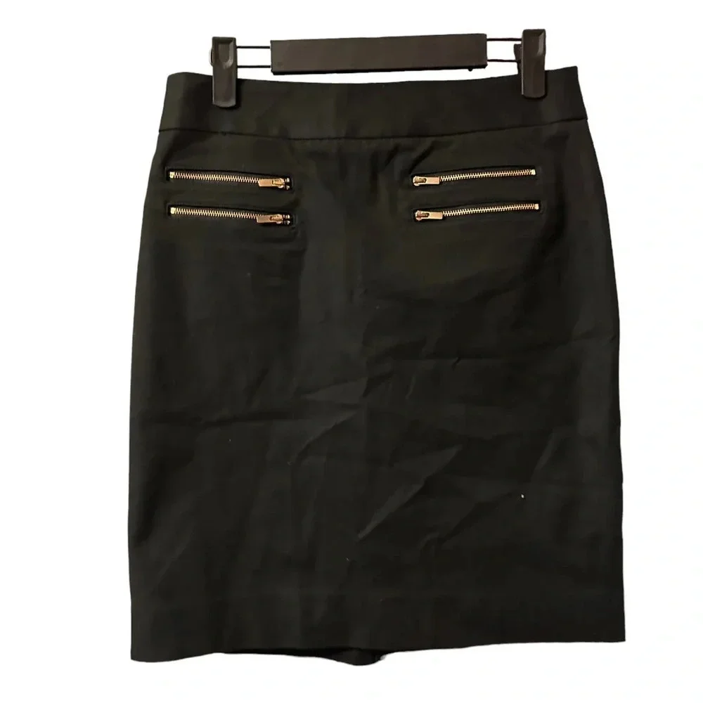 BANANA REPUBLIC GOLD ZIPPER BLACK PENCIL SKIRT